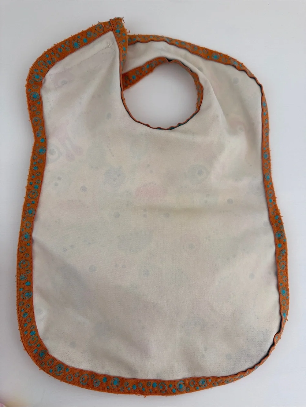 Kids Orange Trim Baby Bib with Colorful Monster Print